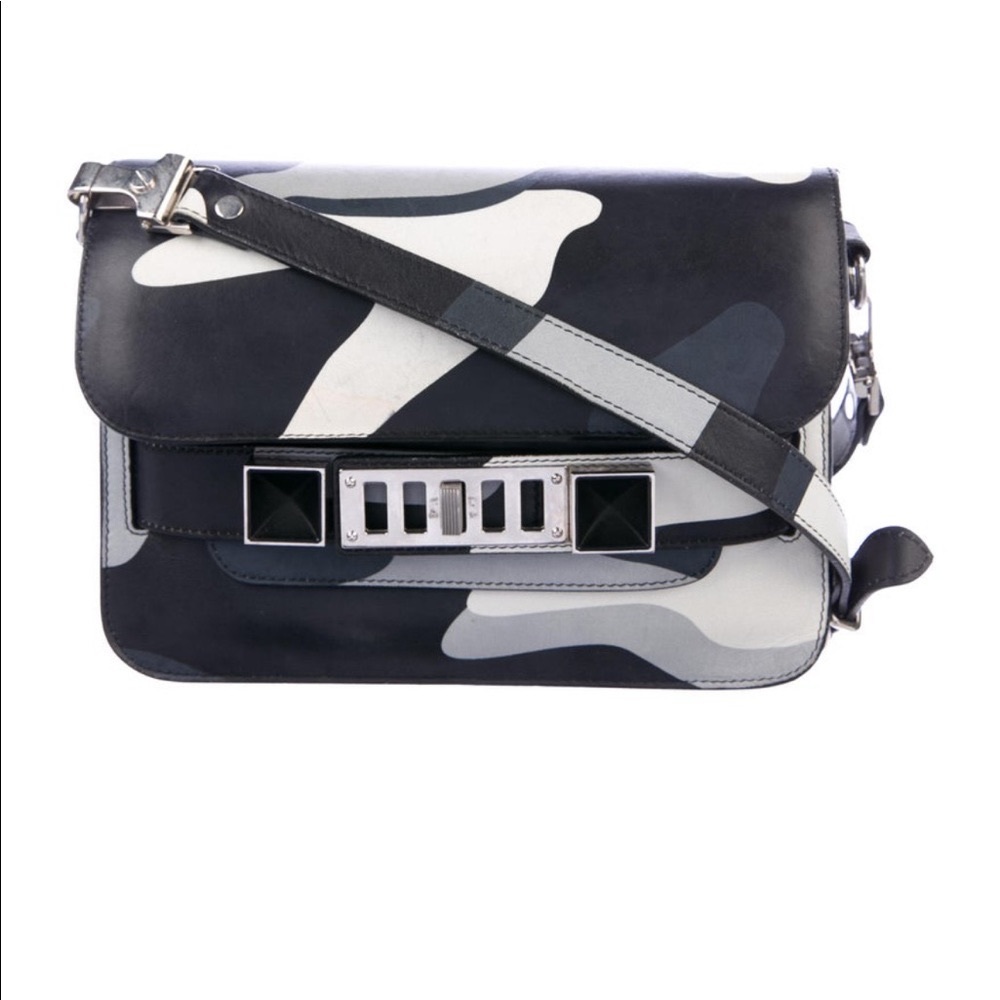 Black and Multicolor camo print leather Proenza Schouler PS11 crossbody bag